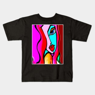Young Girl Abstract Modern Art Colorful Psychedelic Print Kids T-Shirt